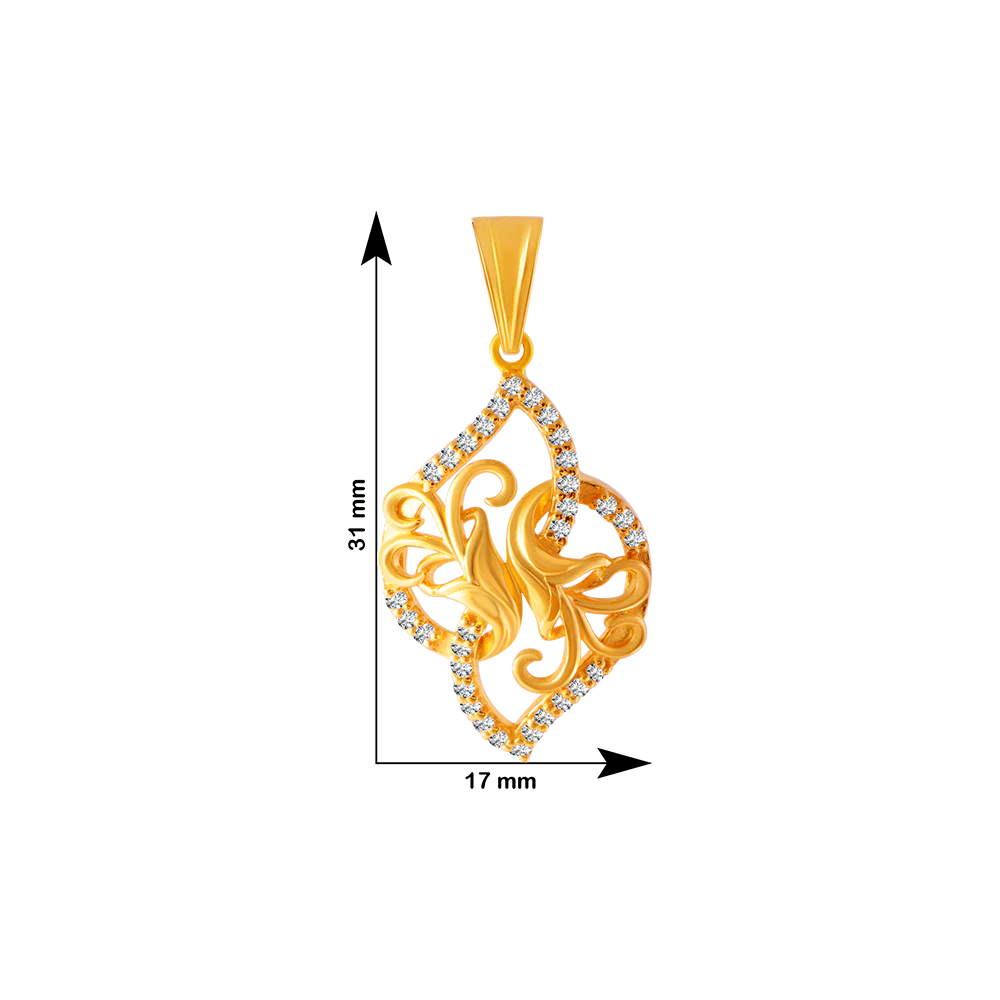 22KT (916) Yellow Gold And American Diamond Pendant For Women - Image 4