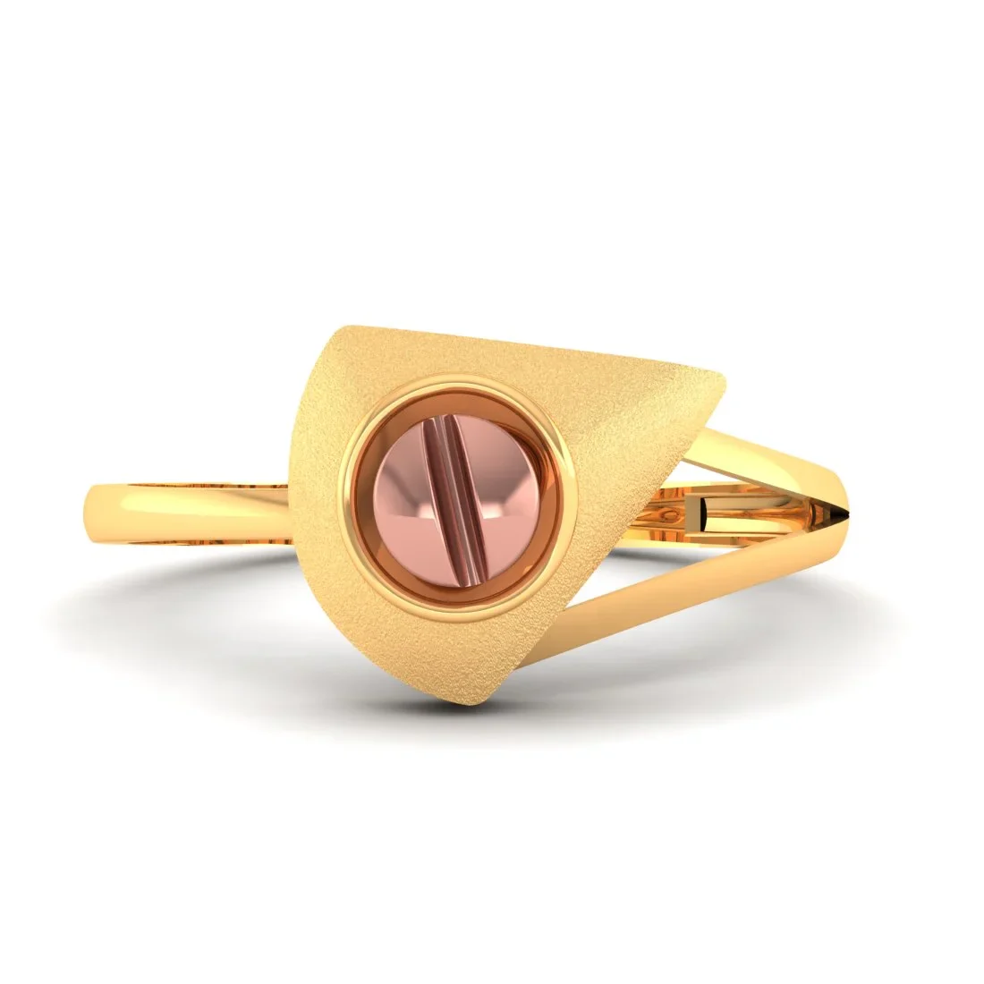22KT (916) Yellow Gold Angular Frame Ring With Circular Element For Women & Girls (Size 12) - Image 2