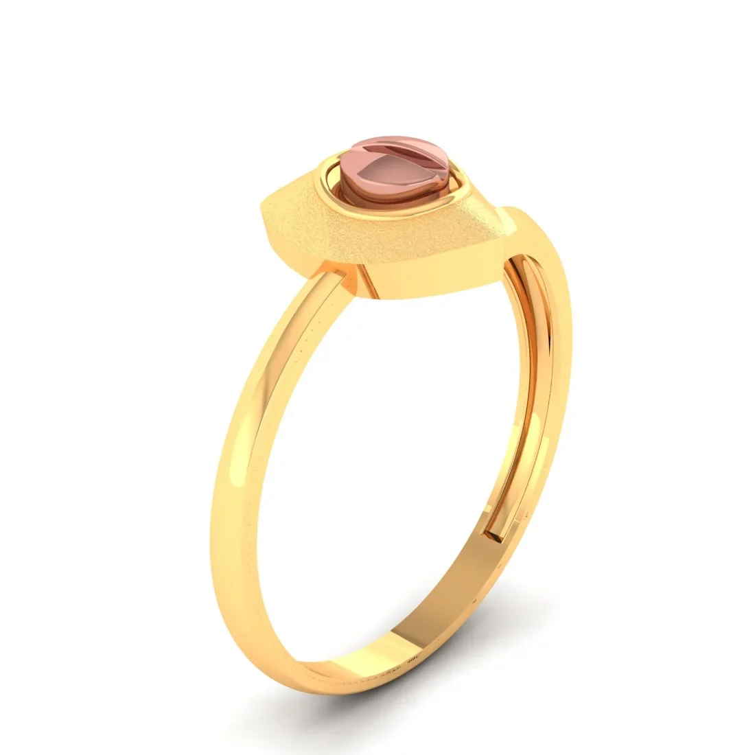 22KT (916) Yellow Gold Angular Frame Ring With Circular Element For Women & Girls (Size 12) - Image 3
