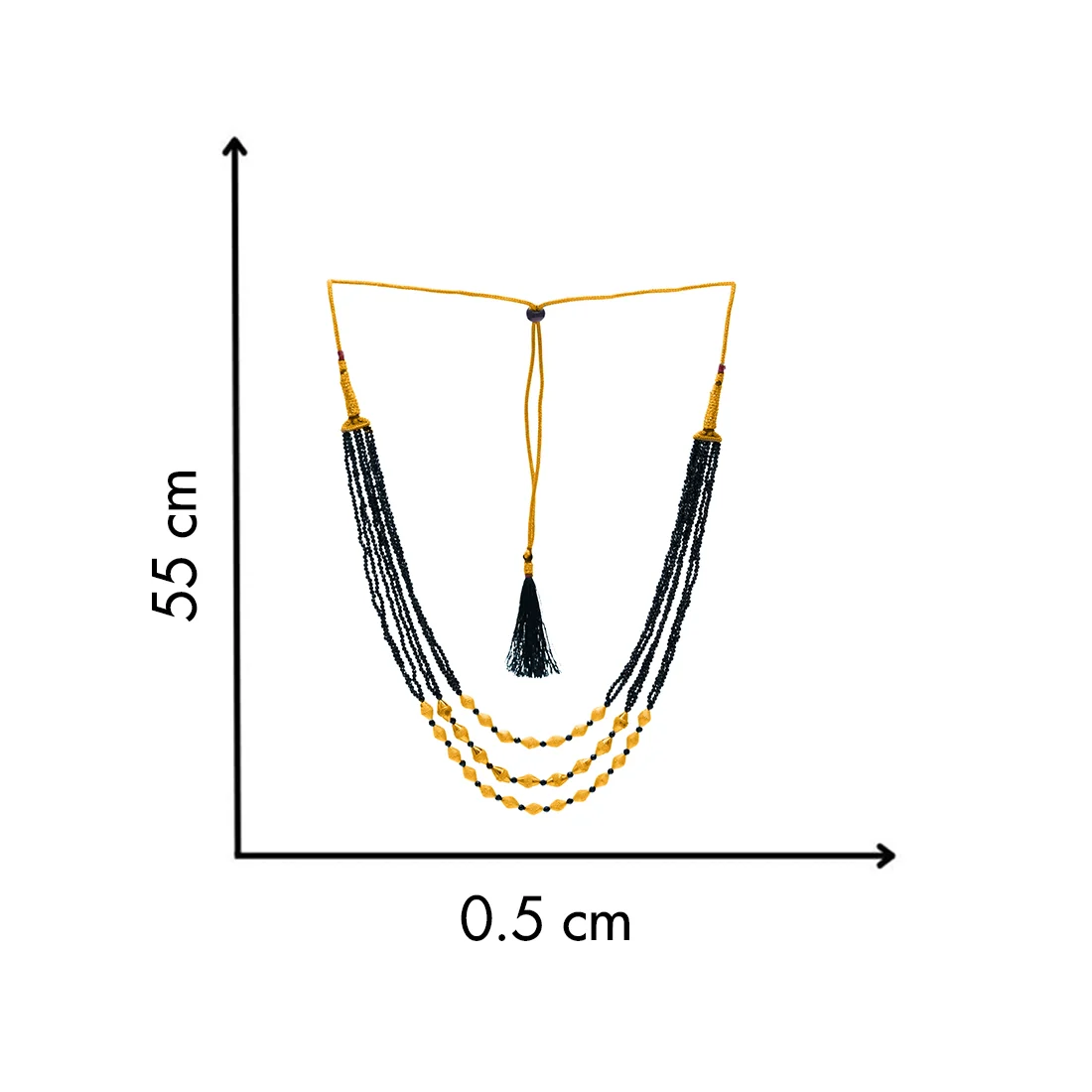 22KT (916) Yellow Gold Black Beaded Multi-Layer Thusi Necklace - Image 4