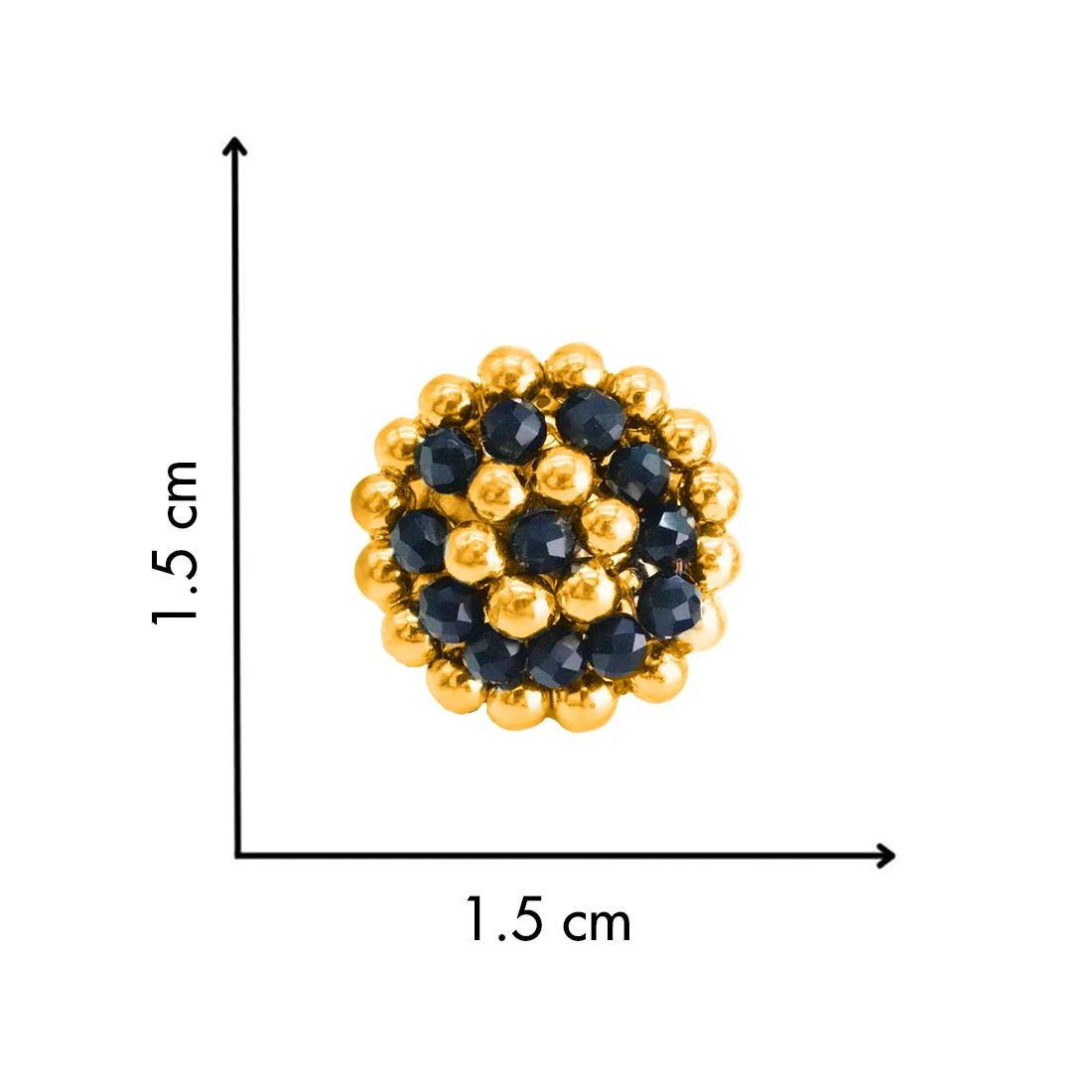 22KT (916) Yellow Gold Bold Black Bead Thushi Stud Earrings - Image 4