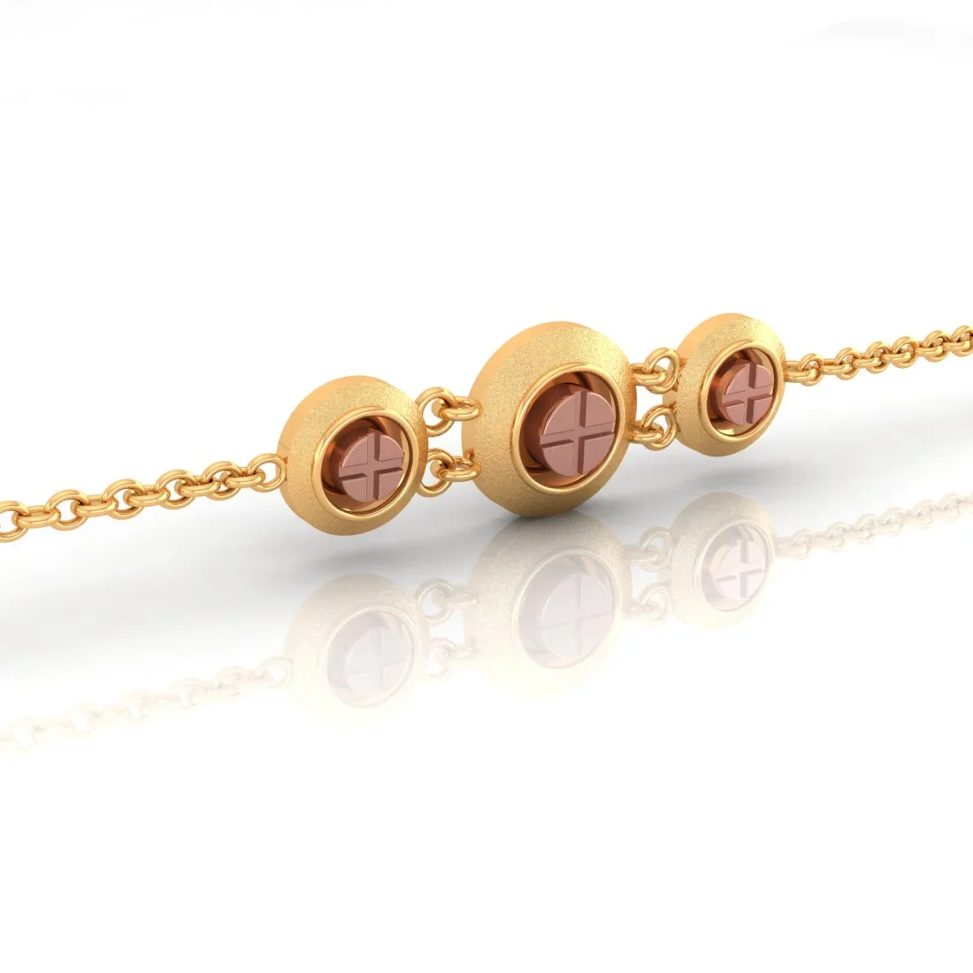 22KT (916) Yellow Gold Bracelet With Round Charms (Free Size - Adjustable) - Image 6