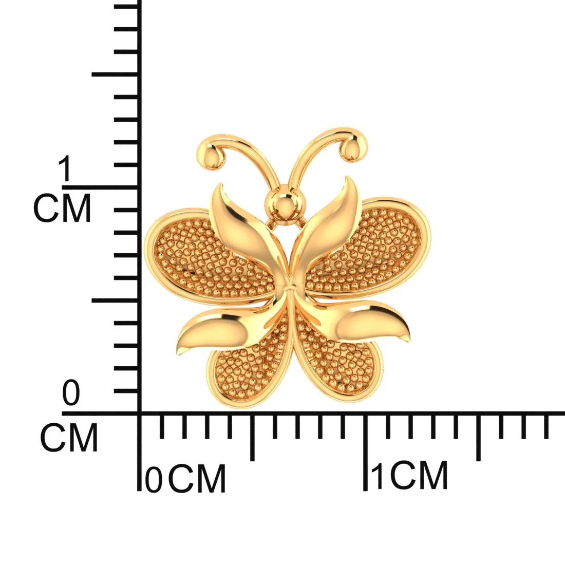 22KT (916) Yellow Gold Butterfly Stud Earrings With Textured Detail - Image 6