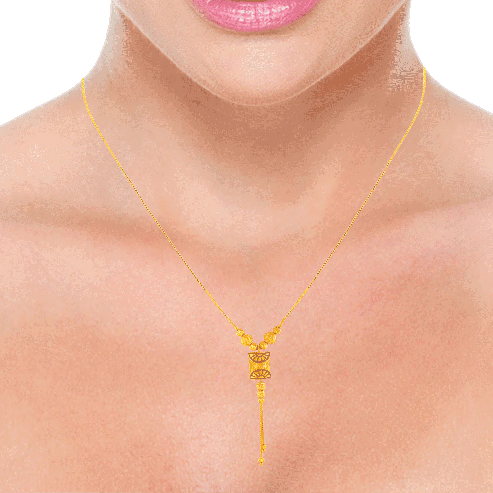 22KT (916) Yellow Gold Chain Pendant For Women - Image 3
