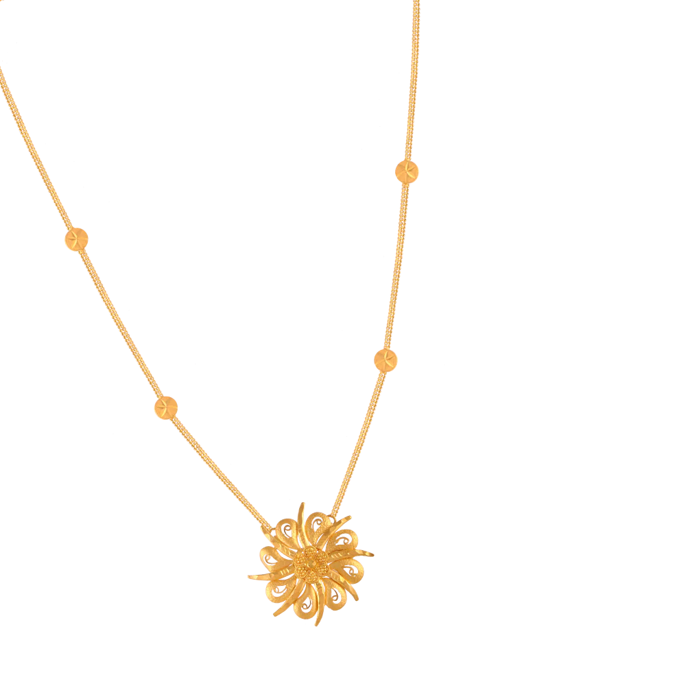 22KT (916) Yellow Gold  Chain Pendant For Women - Image 3