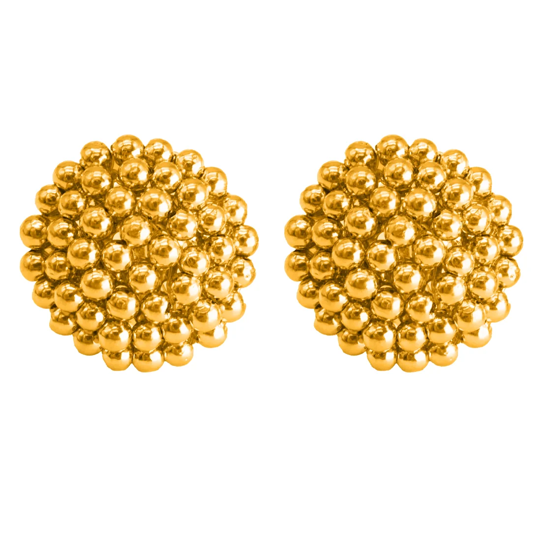 22KT (916) Yellow Gold Classic Plain Gold Design Thushi Stud Earrings - Image 3