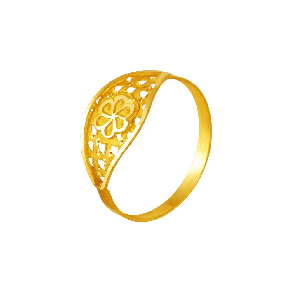22KT (916) Yellow Gold Cutwork Flower Gold Ring For Women & Girls (Size 12) - Image 2