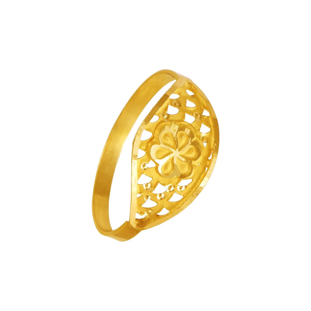 22KT (916) Yellow Gold Cutwork Flower Gold Ring For Women & Girls (Size 12) - Image 3