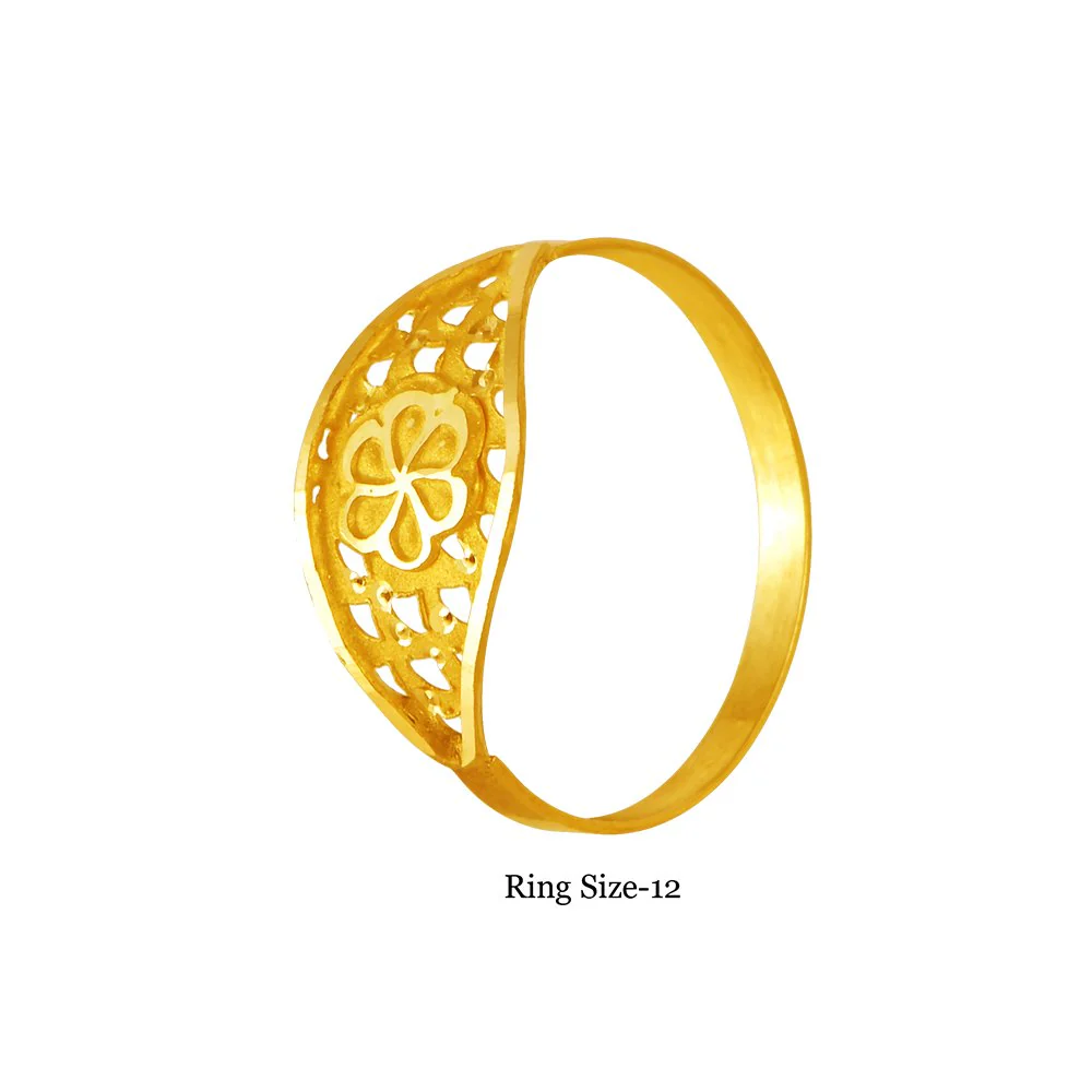 22KT (916) Yellow Gold Cutwork Flower Gold Ring For Women & Girls (Size 12) - Image 5