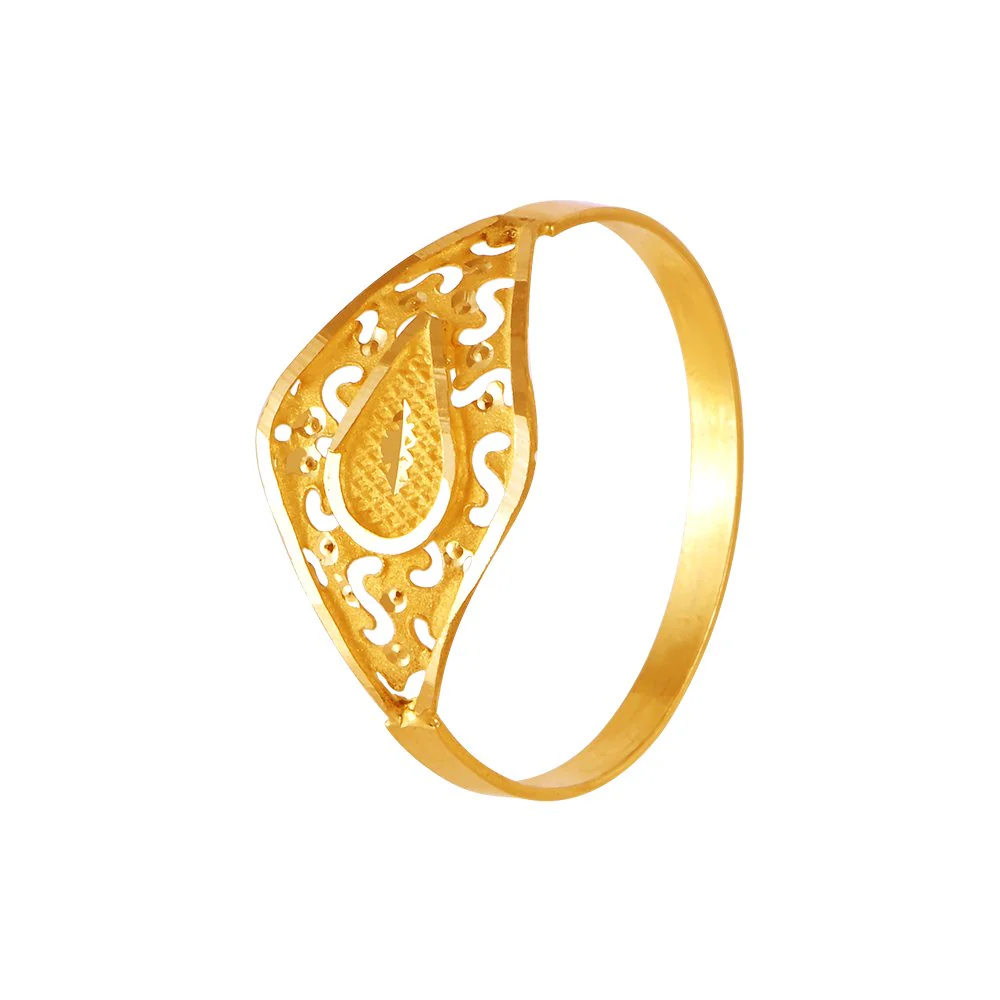 22KT (916) Yellow Gold Cutwork Gold Ring With Filigree Elements For Women & Girls (Size 15) - Image 2