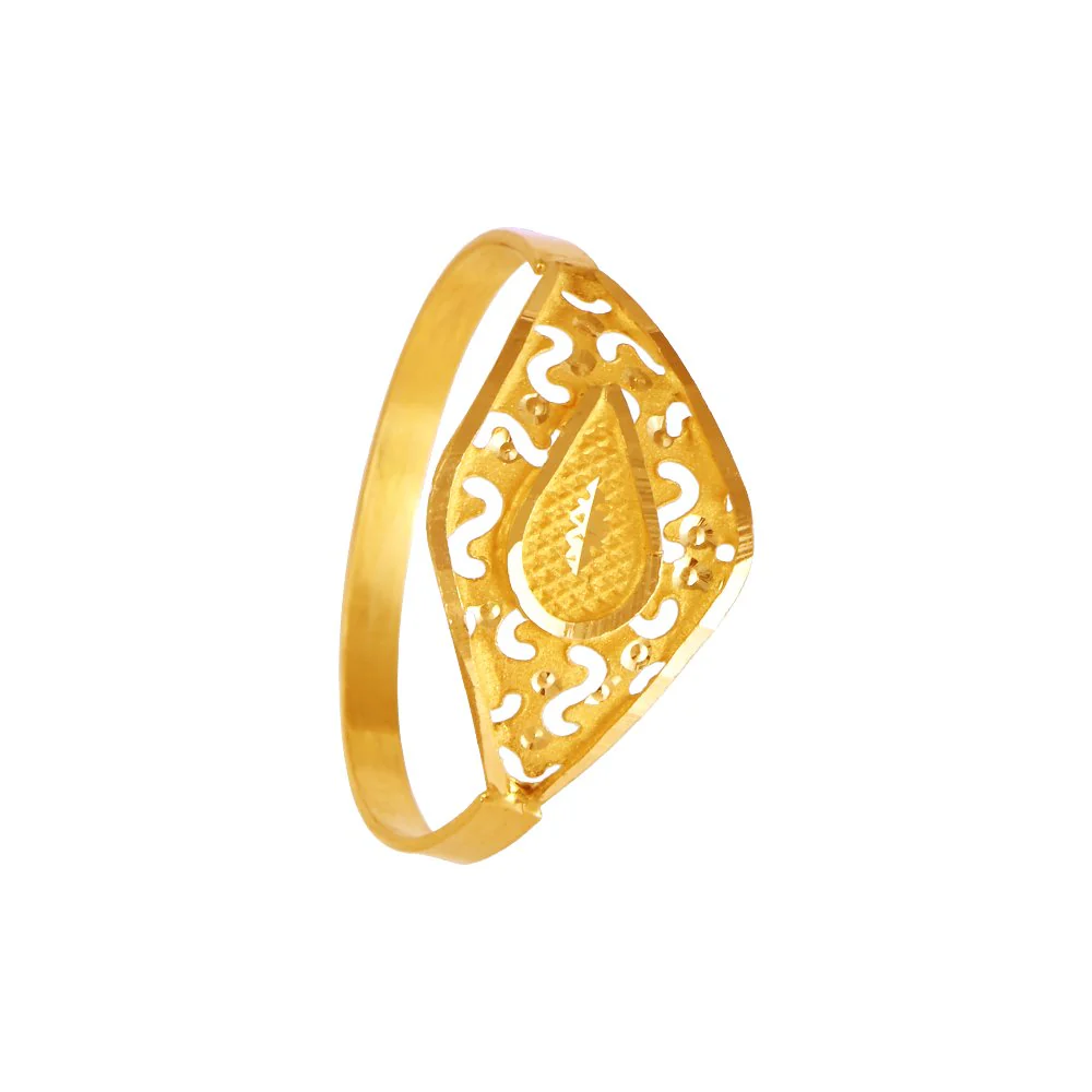 22KT (916) Yellow Gold Cutwork Gold Ring With Filigree Elements For Women & Girls (Size 15) - Image 3