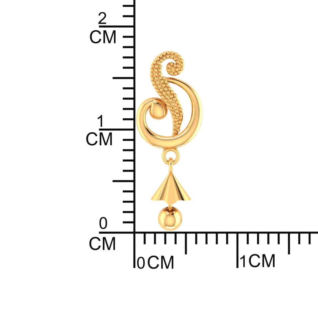 22KT (916) Yellow Gold Dangle Drop Earrings With Swirl Design And Cone-shaped Drop - Image 5