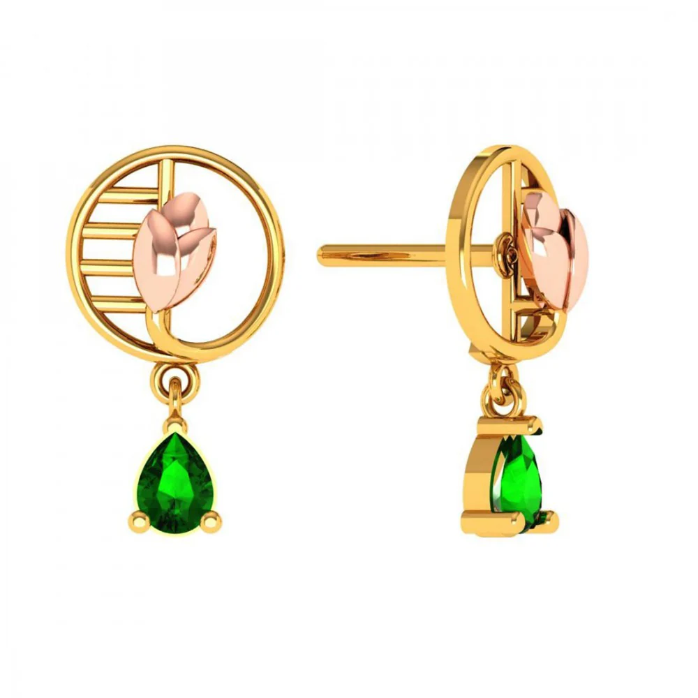22KT (916)yellow Gold Earrings For Women - Image 2