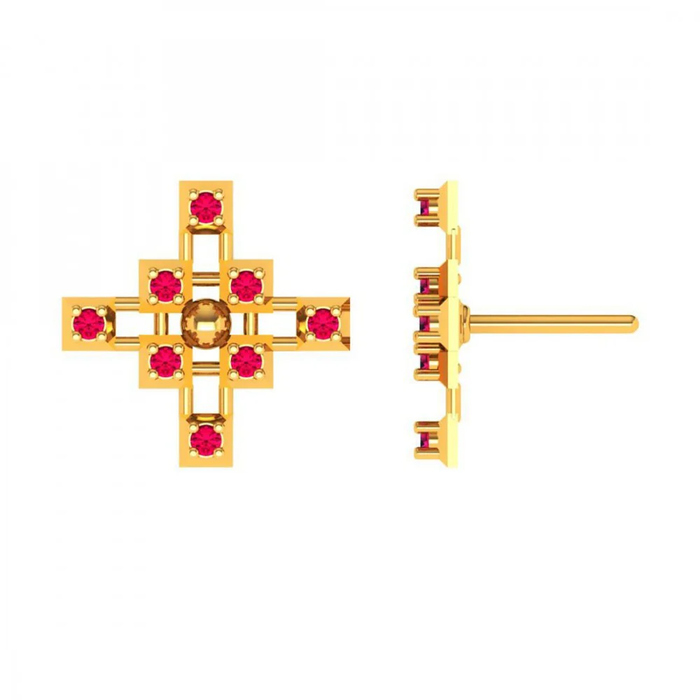 22KT (916) Yellow Gold Earrings For Women - Image 3