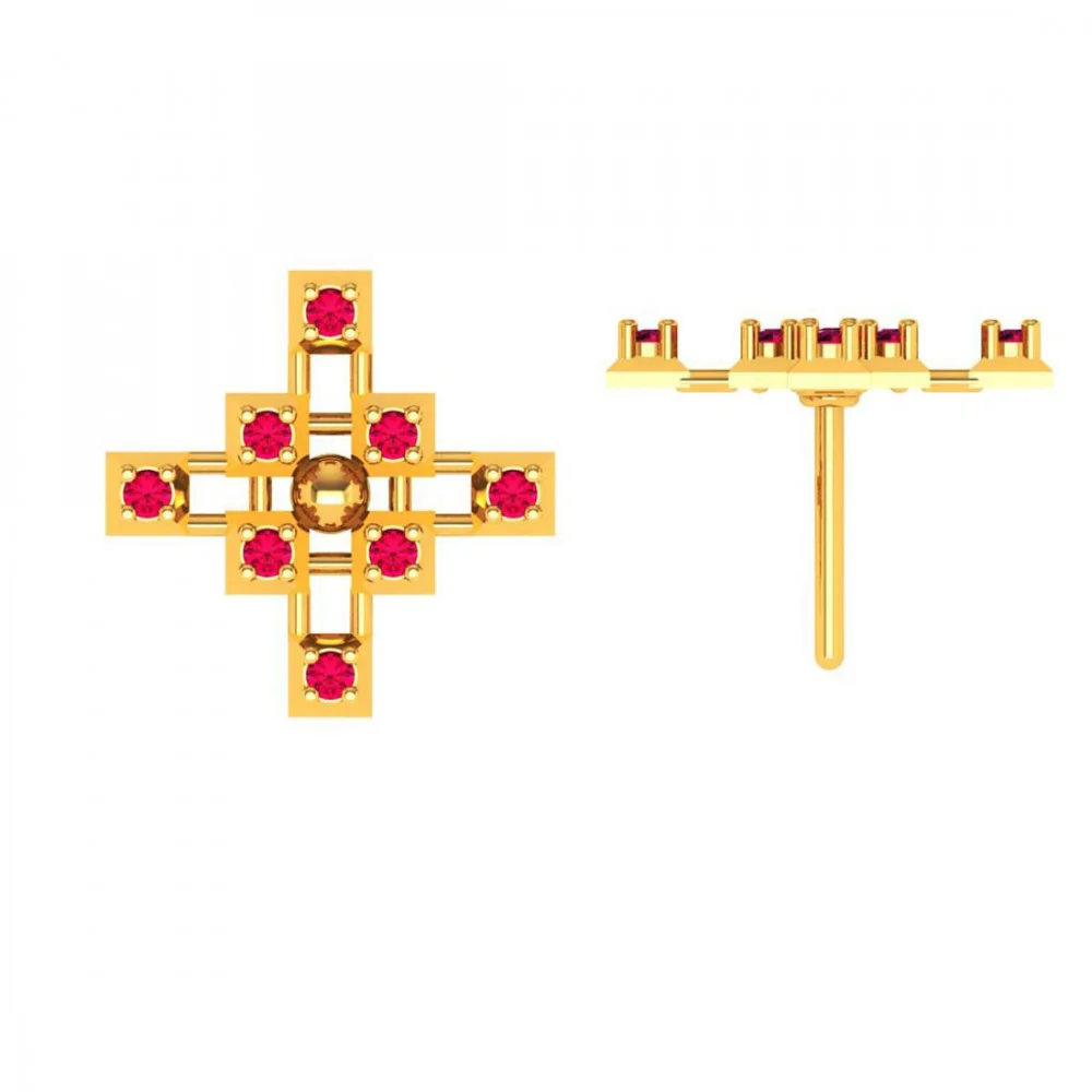 22KT (916) Yellow Gold Earrings For Women - Image 4