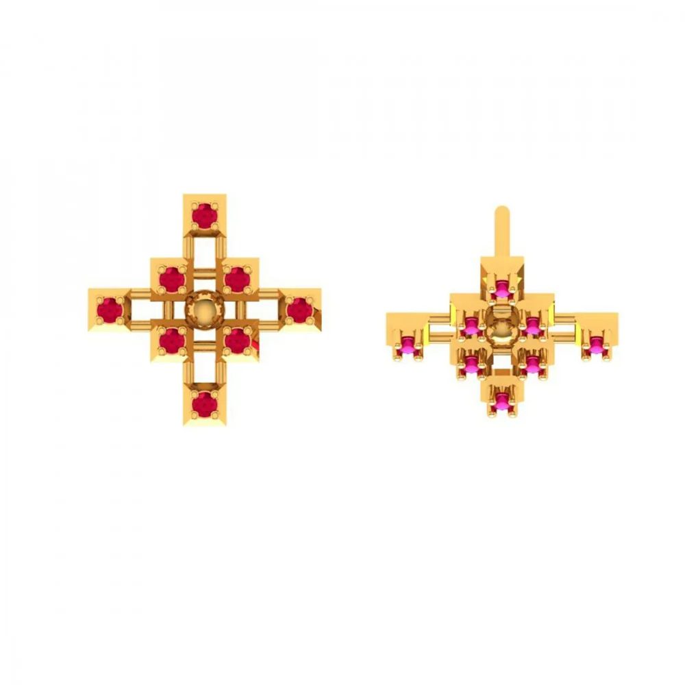 22KT (916) Yellow Gold Earrings For Women - Image 5