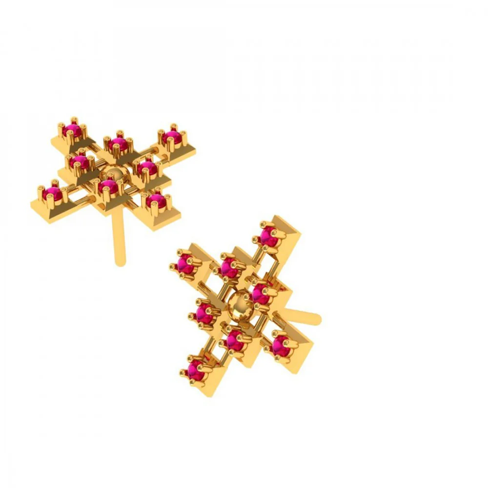 22KT (916) Yellow Gold Earrings For Women - Image 6