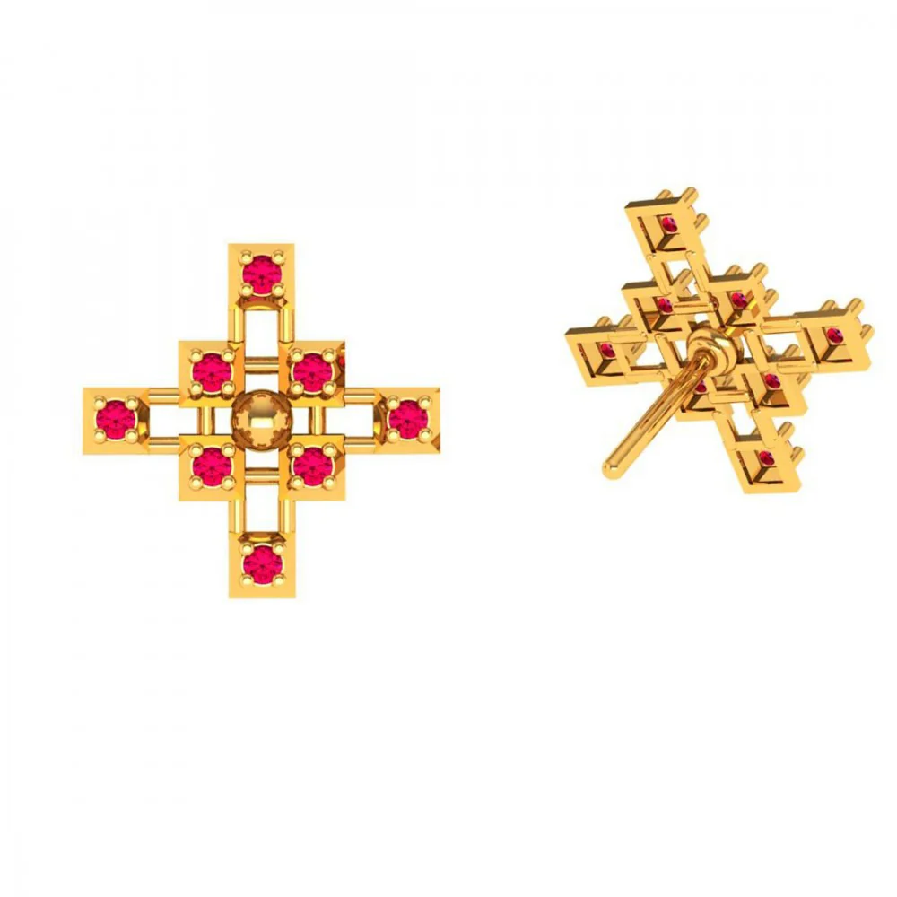 22KT (916) Yellow Gold Earrings For Women - Image 8