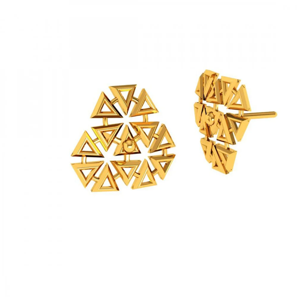 22KT (916) Yellow Gold Earrings For Women - Image 4