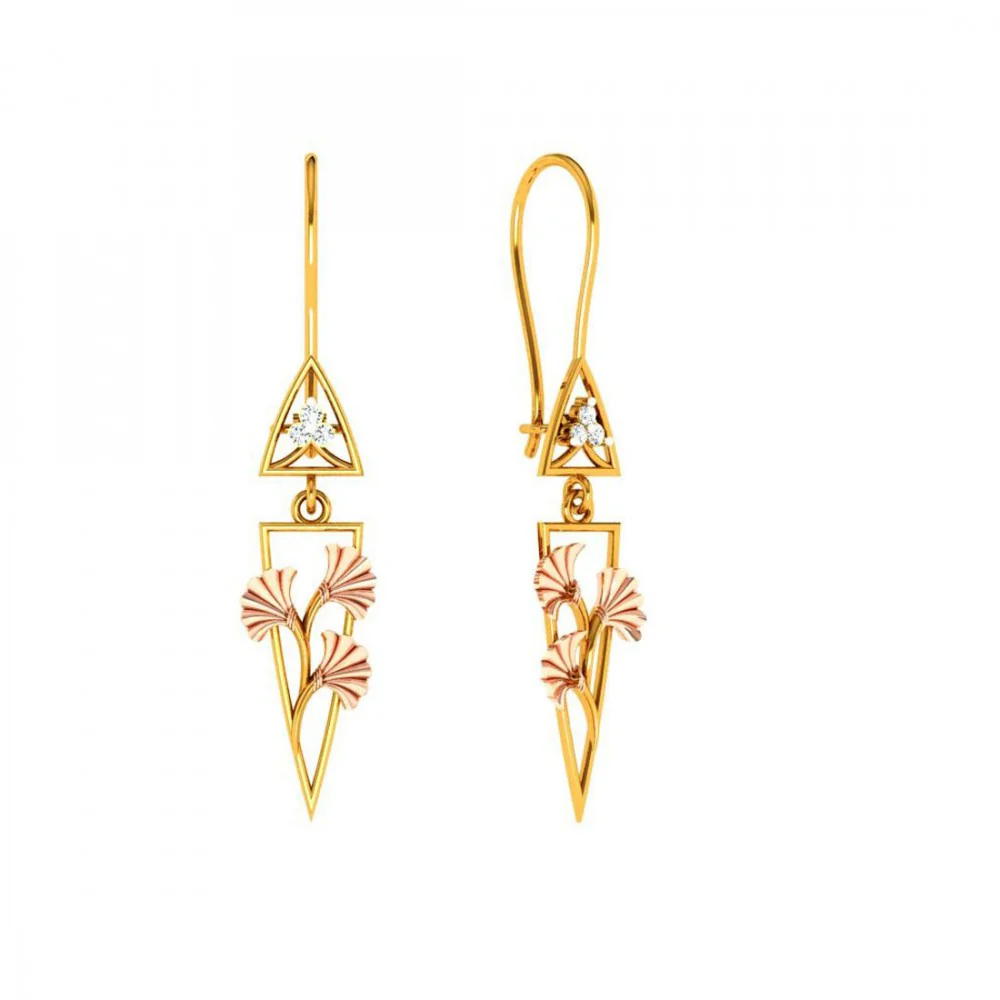 22KT (916) Yellow Gold Earrings For Women - Image 2