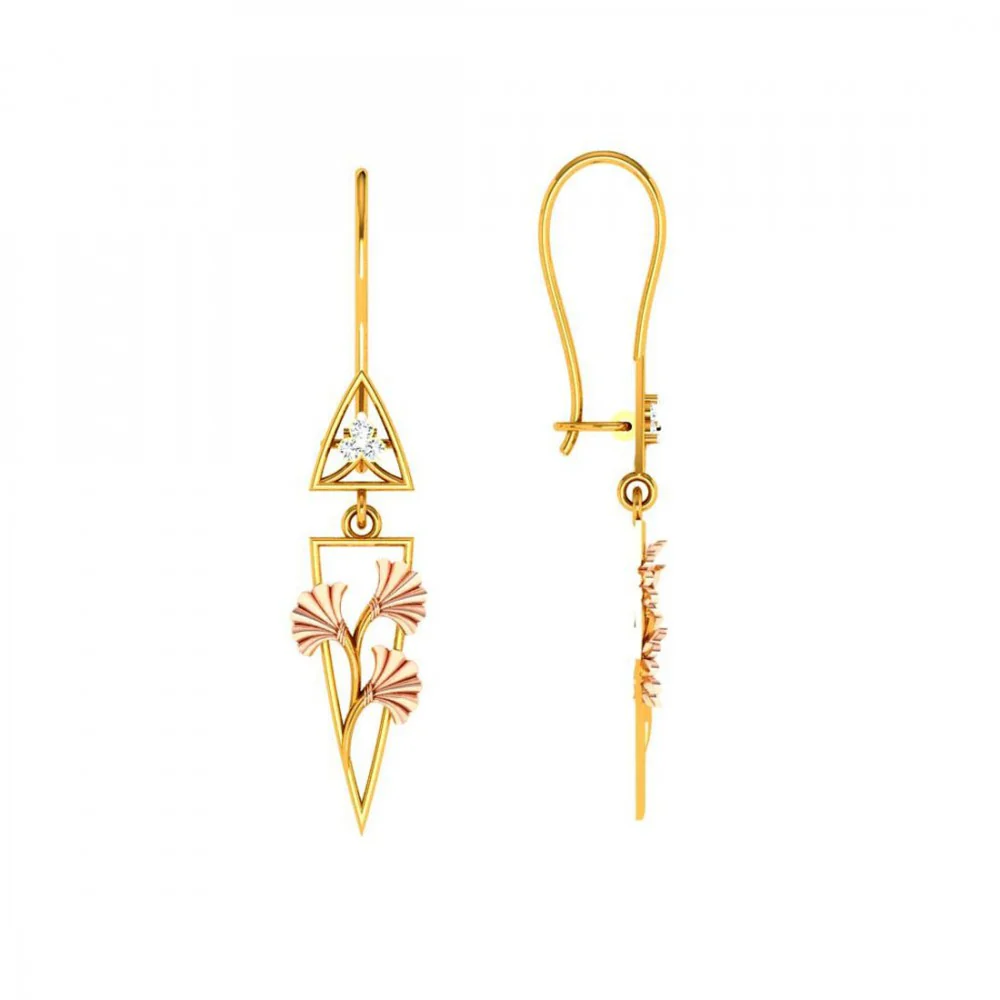 22KT (916) Yellow Gold Earrings For Women - Image 4