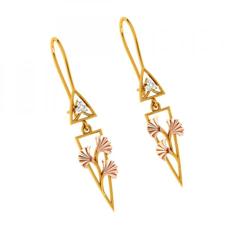 22KT (916) Yellow Gold Earrings For Women - Image 6