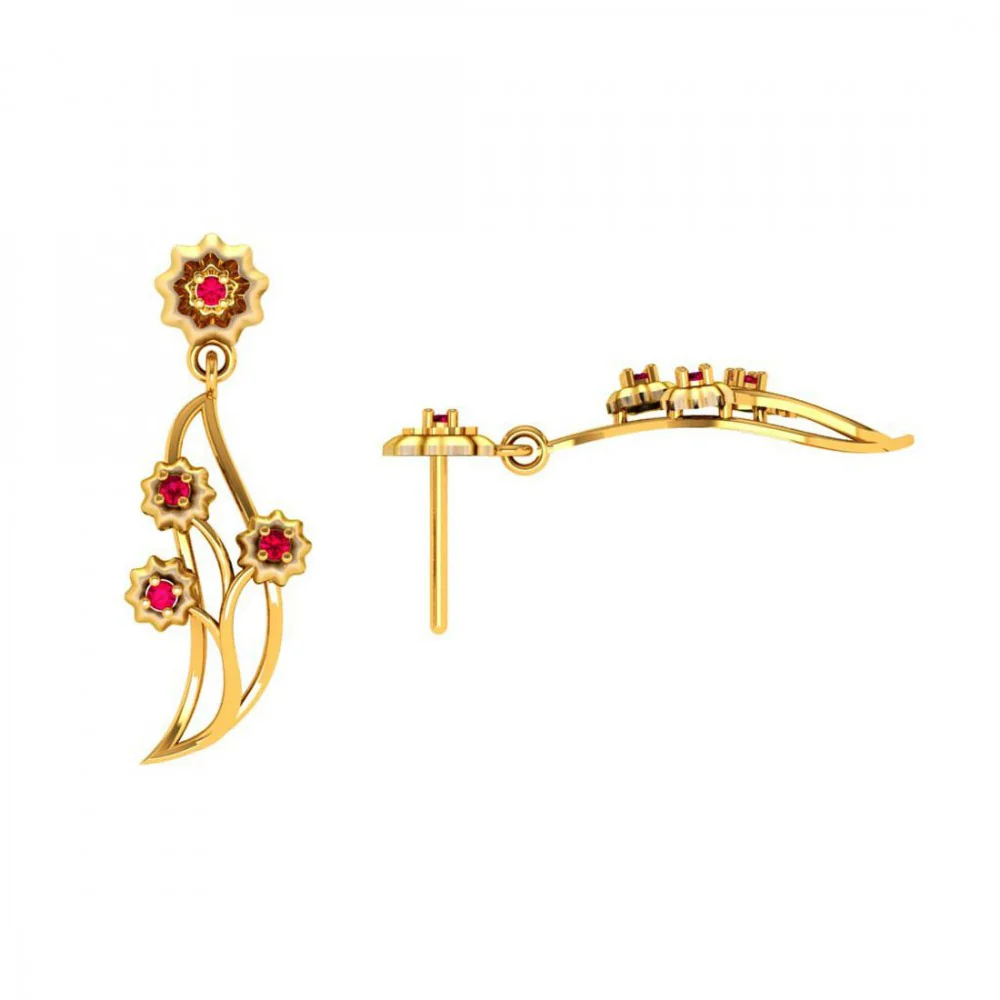 22KT (916) Yellow Gold Earrings For Women - Image 4