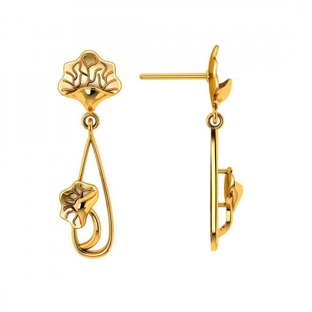 22KT (916) Yellow Gold Earrings For Women - Image 3