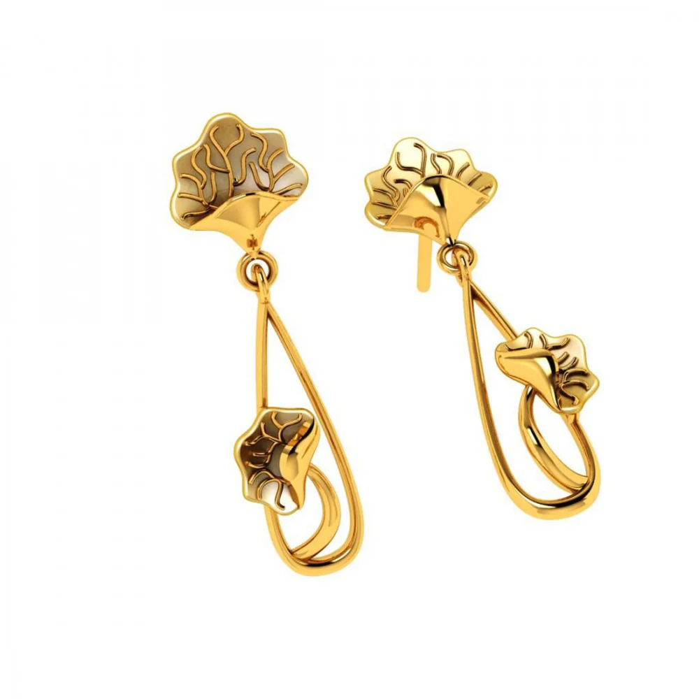 22KT (916) Yellow Gold Earrings For Women - Image 5