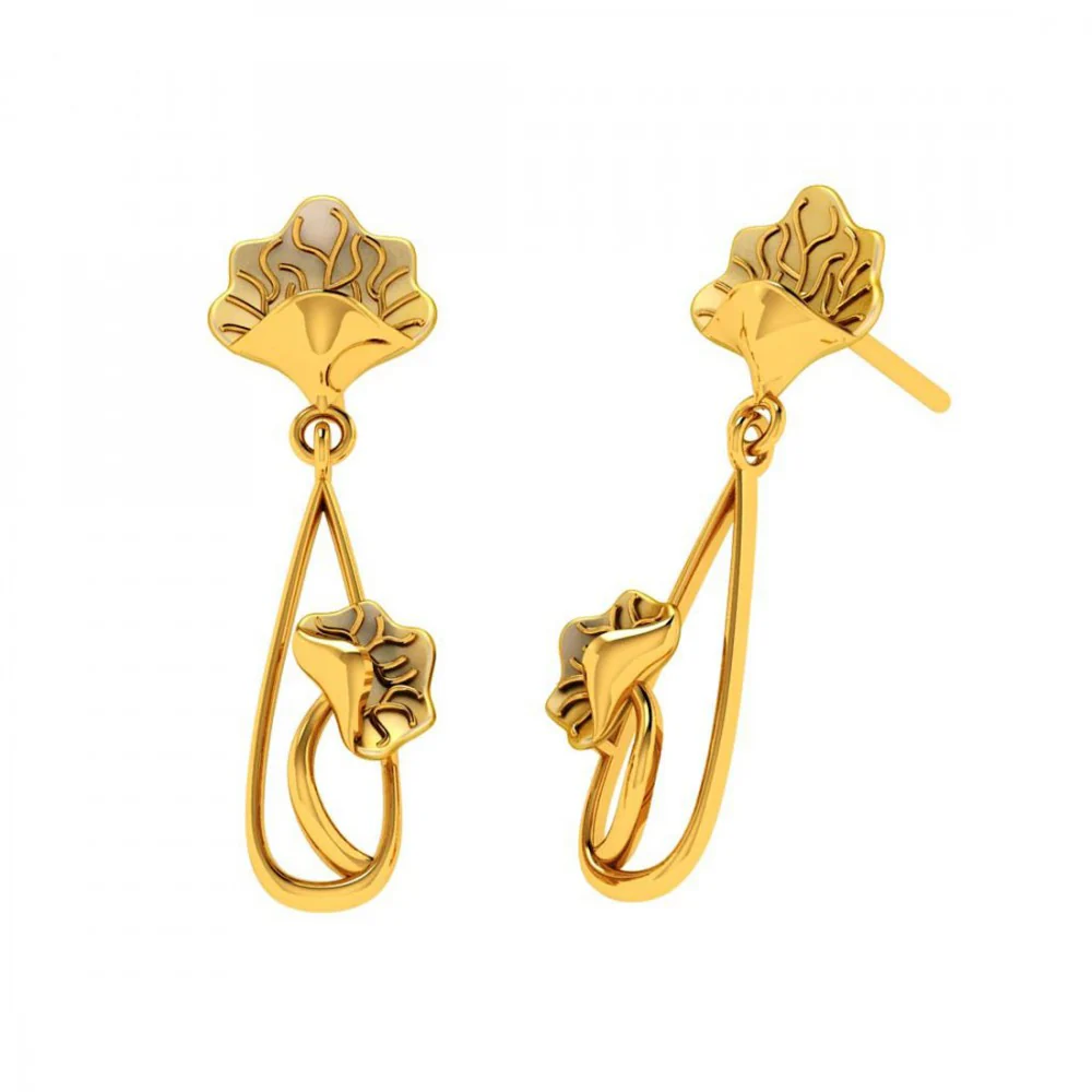 22KT (916) Yellow Gold Earrings For Women - Image 7