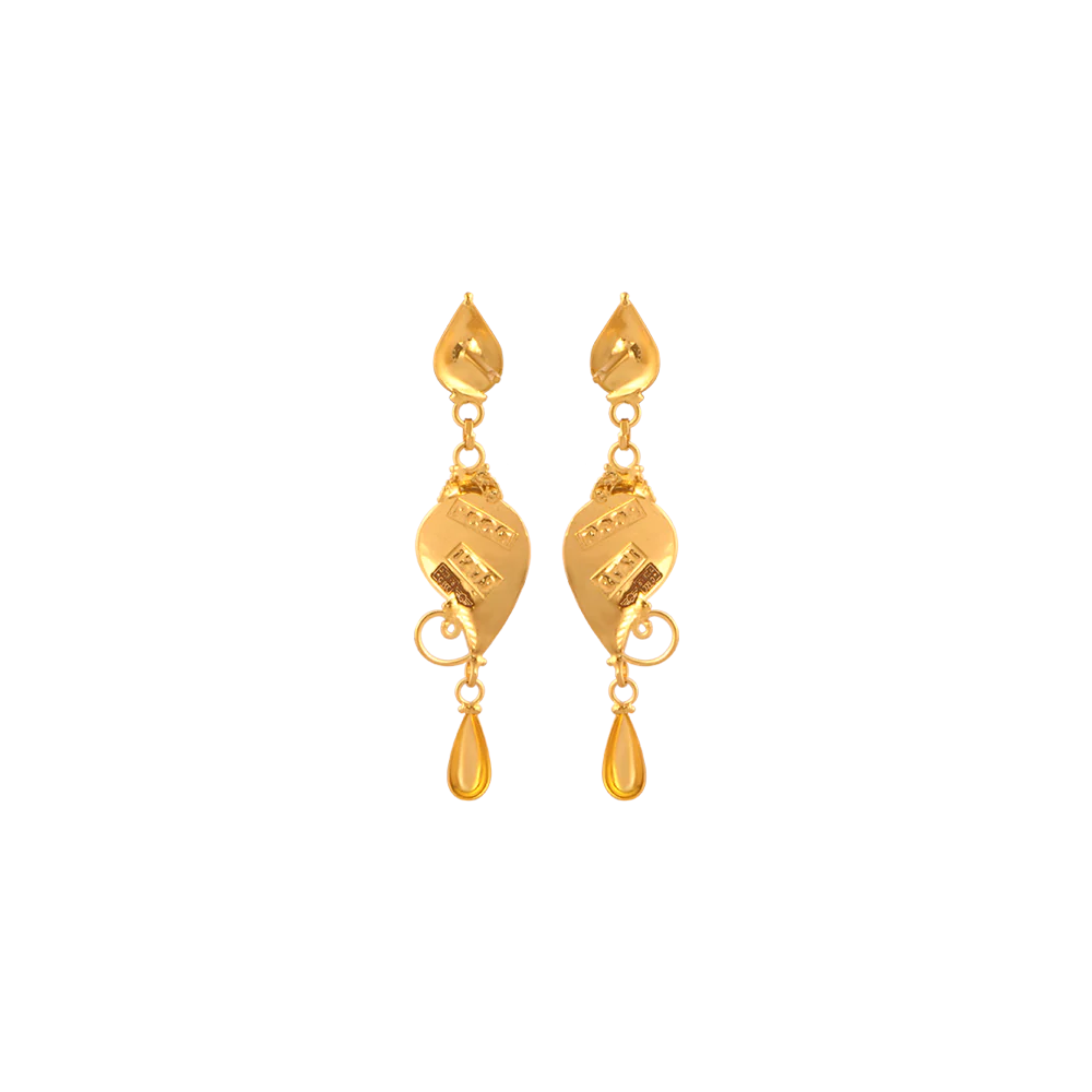 22KT (916) Yellow Gold Earrings For Women - Image 4