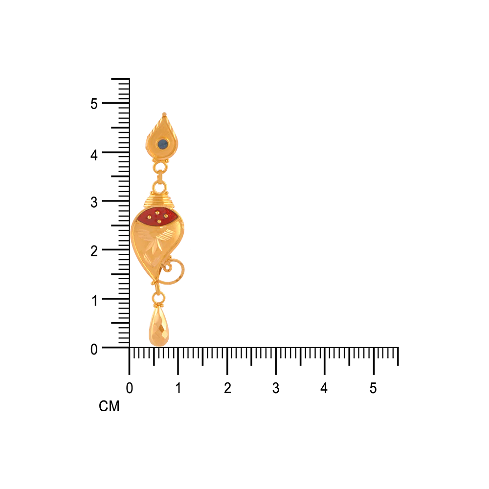 22KT (916) Yellow Gold Earrings For Women - Image 6