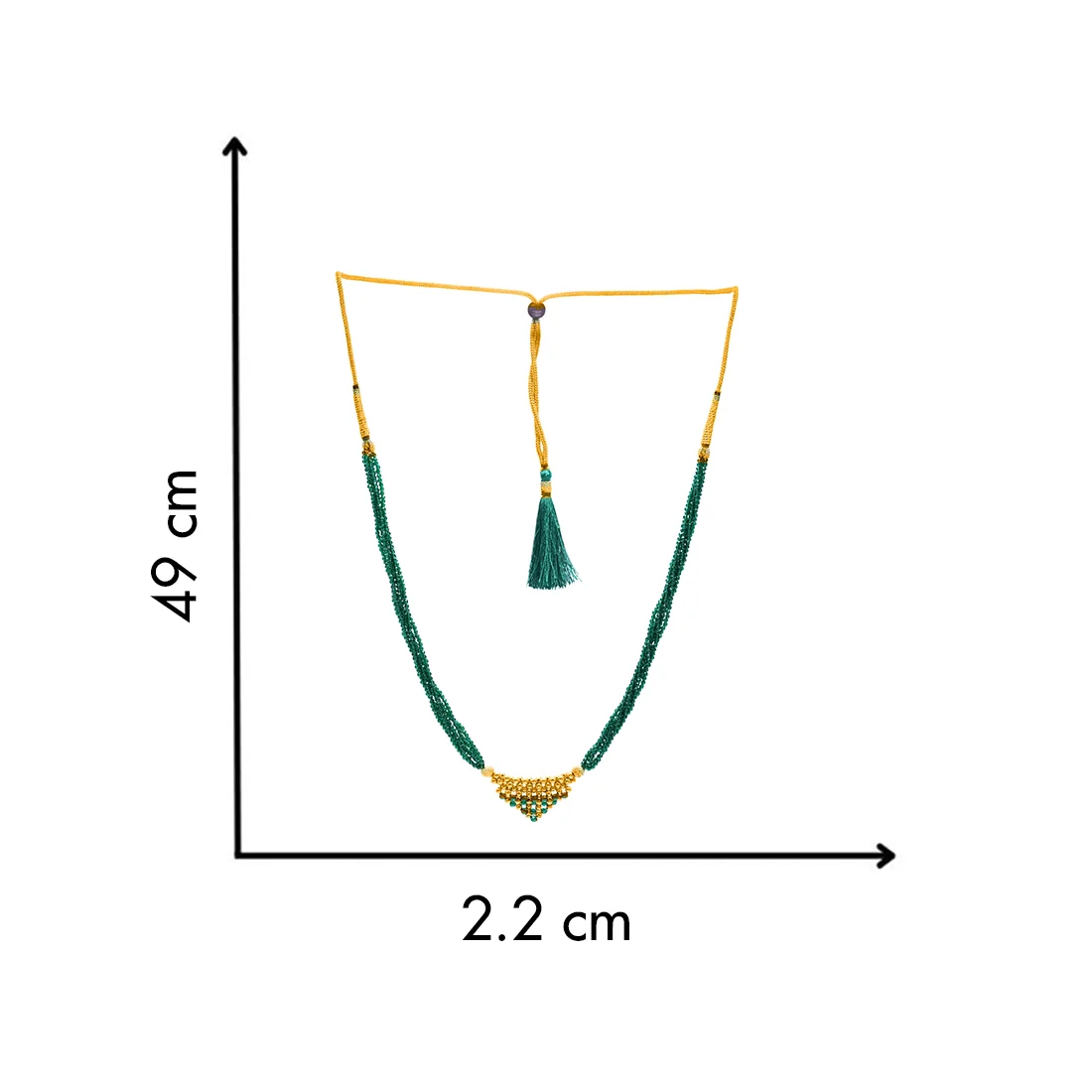 22KT (916) Yellow Gold Green Beaded Traditional Thusi Necklace - Image 4