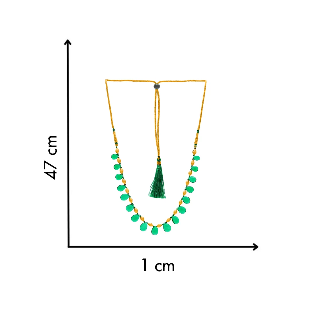 22KT (916) Yellow Gold Green Teardrop Enamel Beads Thusi Necklace - Image 3