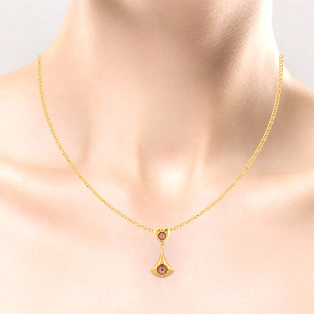 22KT (916) Yellow Gold Heart and Cascading Design Pendant (Without Chain) - Image 4