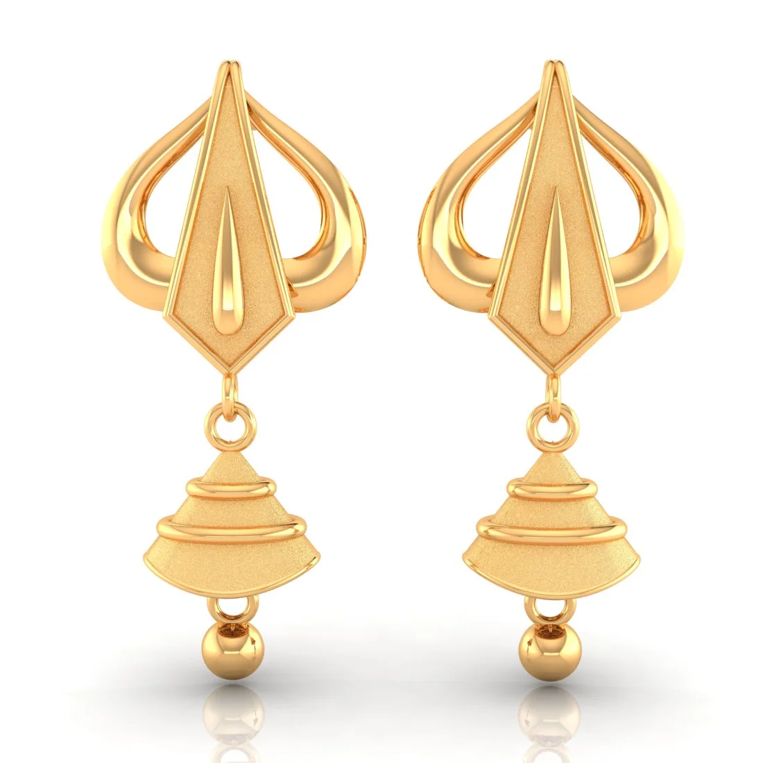 22KT (916) Yellow Gold Khanda Drop Earrings With Symbolic Design