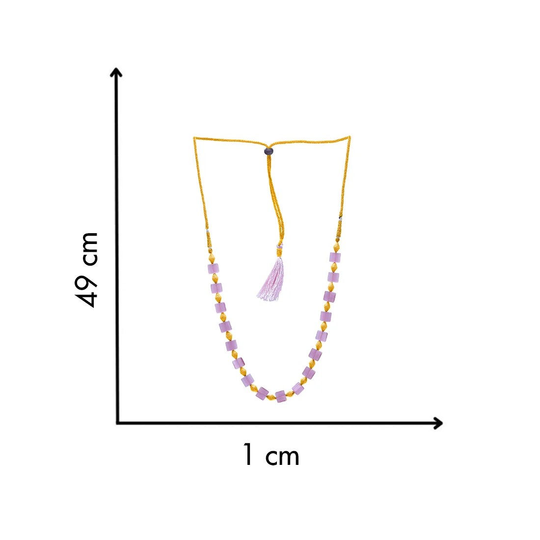 22KT (916) Yellow Gold Lavender Square Bead Thusi Necklace - Image 5