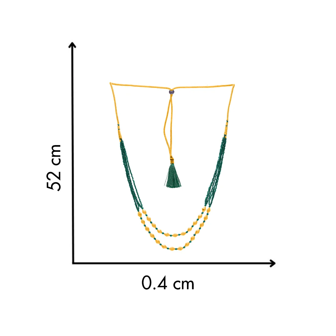 22KT (916) Yellow Gold Layered Green Beads Thusi Necklace - Image 4
