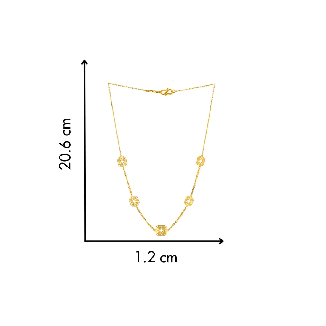22KT (916) Yellow Gold Lightweight Necklace with Cutout Quatrefoil Details - Image 5