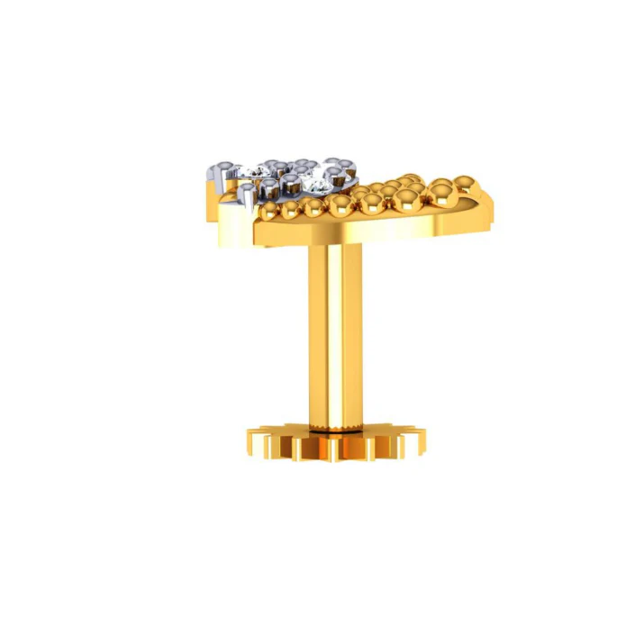 22KT (916) Yellow Gold Nosepin For Women - Image 3