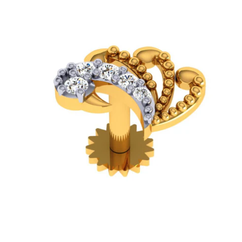 22KT (916) Yellow Gold Nosepin For Women - Image 4