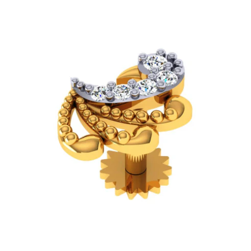 22KT (916) Yellow Gold Nosepin For Women - Image 5