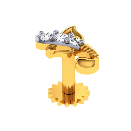 22KT (916) Yellow Gold Nosepin For Women - Image 9
