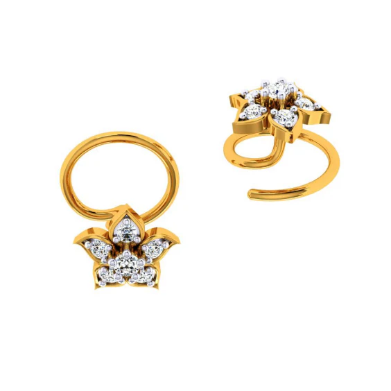 22KT (916) Yellow Gold Nosepin For Women - Image 4
