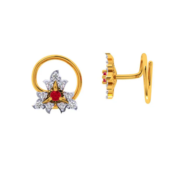 22KT (916) Yellow Gold Nosepin For Women - Image 4