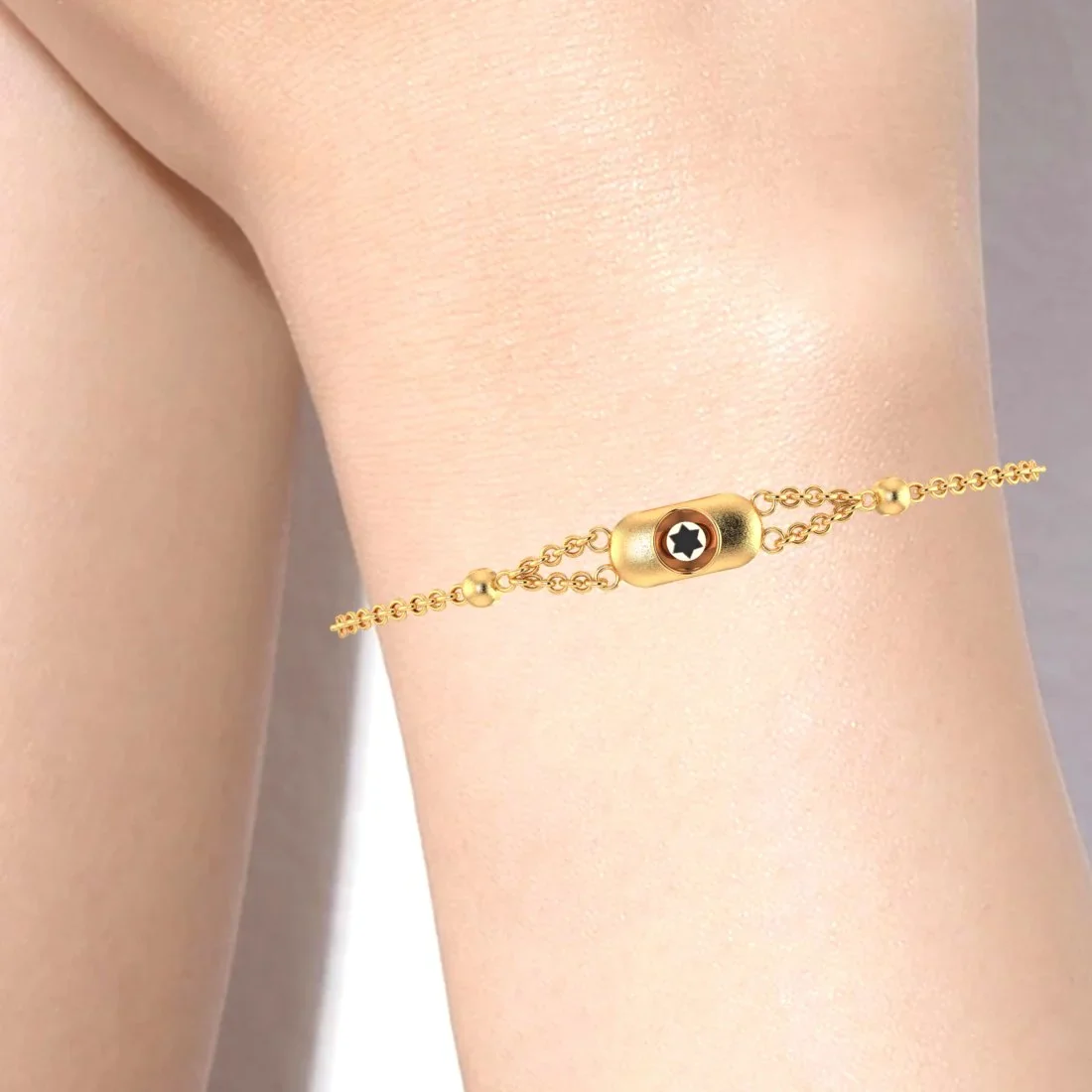 22KT (916) Yellow Gold Oval Bracelet With Star-shaped Design (Free Size - Adjustable) - Image 4