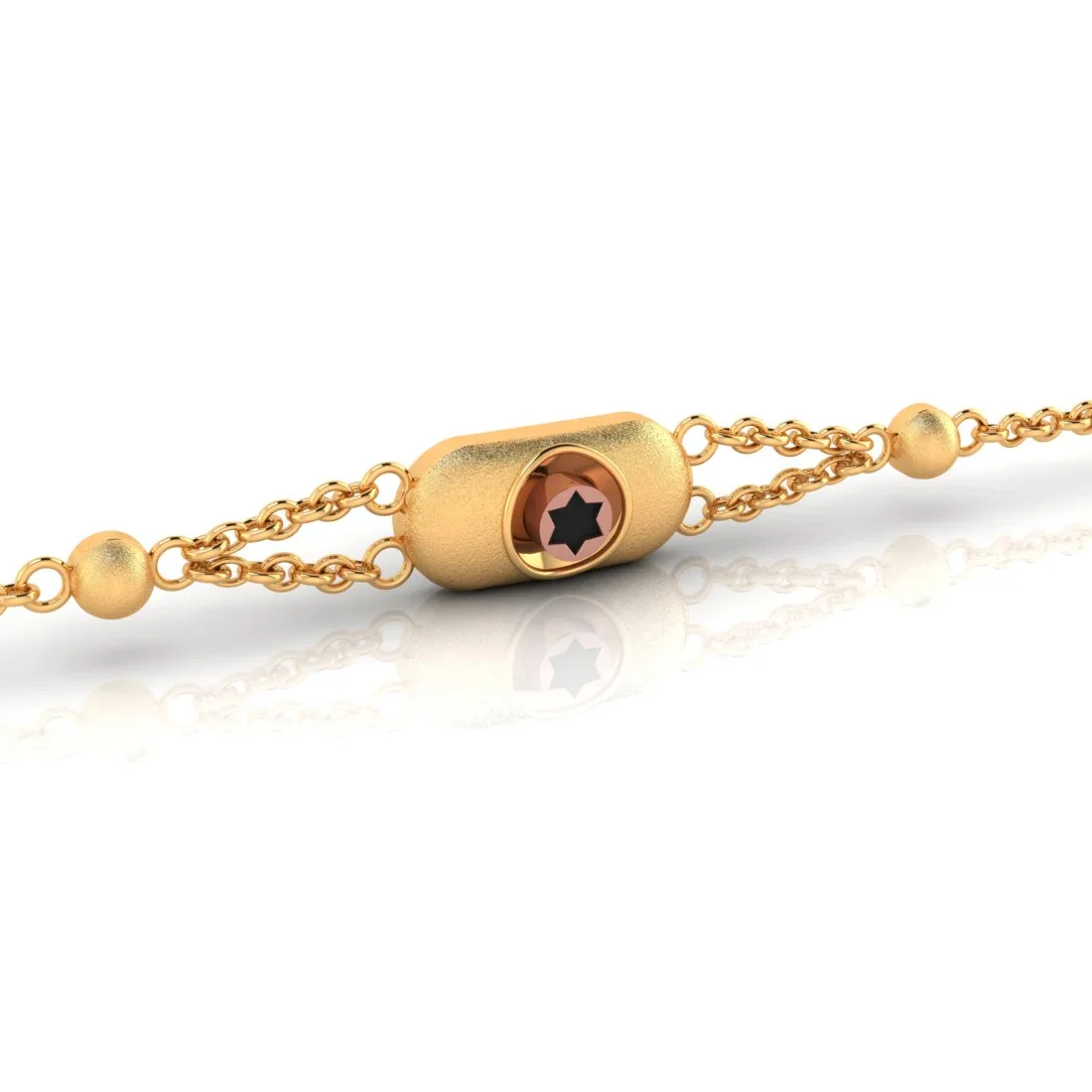 22KT (916) Yellow Gold Oval Bracelet With Star-shaped Design (Free Size - Adjustable) - Image 6