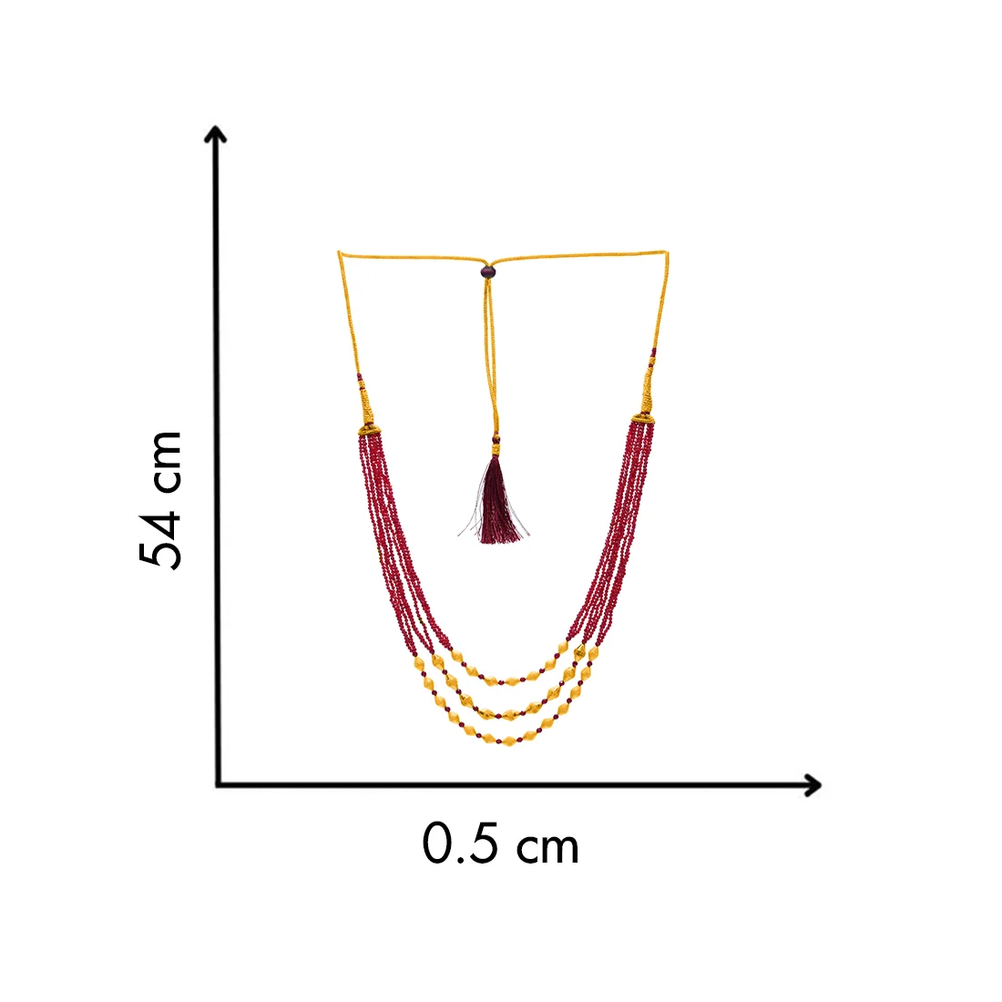 22KT (916) Yellow Gold Red Beaded Multi-Layer Thusi Necklace - Image 4