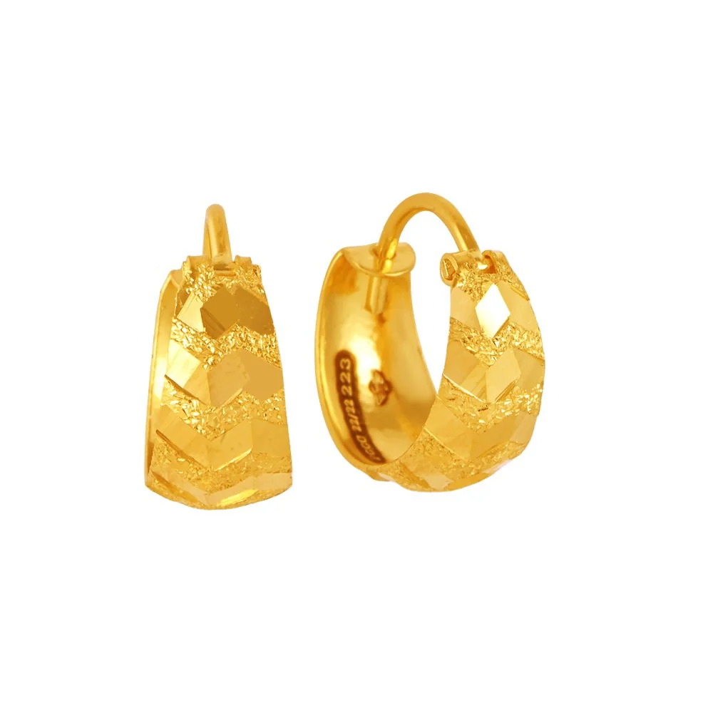 22KT (916) Yellow Gold Statement Hoop Earrings With A Bold Design - Image 3