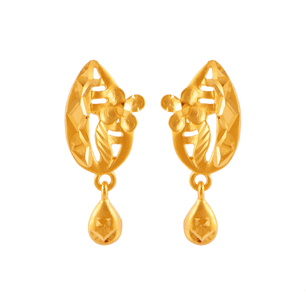 22KT (916) Yellow Gold Stud Earrings For Women